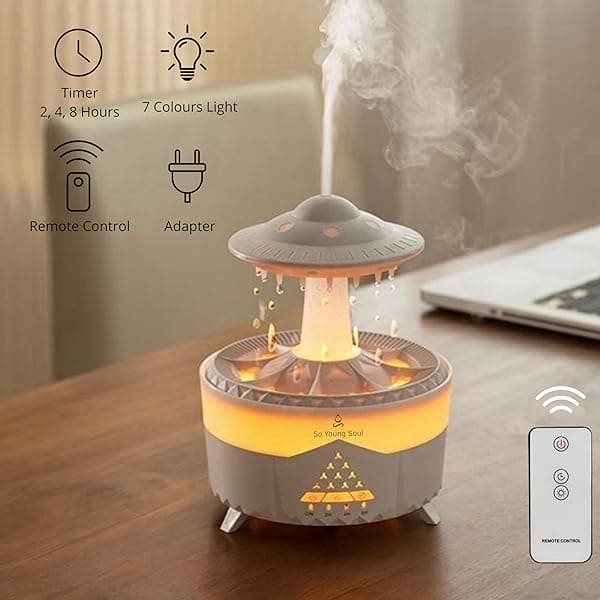 Rain Drop Mushroom Humidifier, Timing Colorful Night Light Essential Oil Diffuser, Ultrasonic RC Atomization Air Freshener, Relax Cloud Rain Diffuser, Airwall Air Humidifier, 300ml Humidifier with Timing Function for Home Office Rain Drop Mushroom Humidifier, Timing Colorful Night Light Essential Oil Diffuser, Ultrasonic RC Atomization Air Freshener, Relax Cloud Rain Diffuser, Airwall Air Humidifier, 300ml Humidifier with Timing Function for Home Office